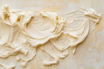 Aufkleber - Creamy texture on surface, smooth curves and a light color palette. A delectable, visually appealing background for creative projects.
