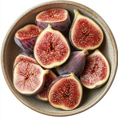 Leinwandbilder - Bowl of ripe figs: A close-up of fresh, cut figs showcasing their unique texture and rich color, perfect for a healthy snack.