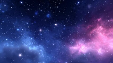 Wall Mural - Animated Flight Through Blue and Pink Cosmic Nebula and Stars