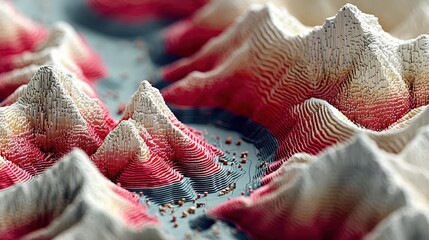 Poster - Detailed abstract topography of sculpted peaks and valleys.
