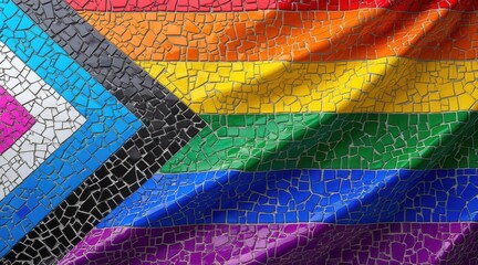 Poster - Mosaic design featuring a vibrant rainbow flag pattern.