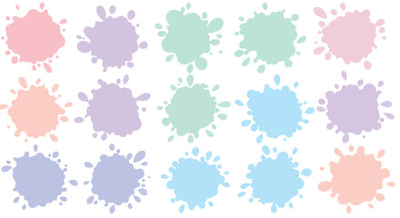 Poster - Pastel color paint splashes arranged in rows with flat minimal design style vector illustration