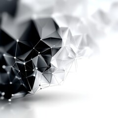 Aufkleber - Abstract Black and White Low Poly Network: Modern Digital Art Connection with Soft Focus and Geometric Shapes