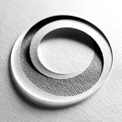 Poster - Abstract Circular Cutout on Textured White Surface: Minimalist Design with Depth and Shadow