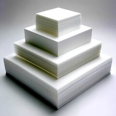Fototapete - Abstract Paper Pyramid: A Minimalist Composition of White Sheets and Geometric Forms