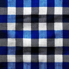Fototapete - Detailed Shot of Blue and White Checkered Fabric with Intricate Weave Pattern and Soft Texture