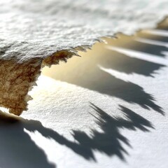 Poster - Handmade Paper Texture with Edges Casting Shadows, Abstract White and Brown Surface