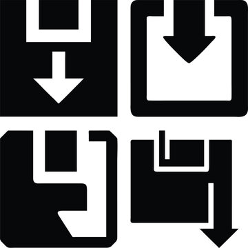 Save icon Vector Silhoette Bundle Set Collection