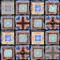 Poster - Seamless pattern with abstract mosaic tiles, editable template, vector illustration