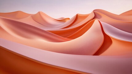 Poster - Abstract landscape of undulating, peach and rose-colored dunes.