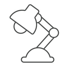Poster - Desk lamp thin line icon, architect studio concept. Vector graphics. Lightbulb lamp for design, project drawing sign on white background, linear style icon for mobile or web design.