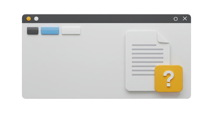 Fototapete - Isolated Document File Icon with Question Mark in Browser Window
