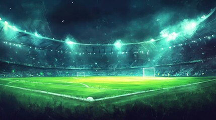 Wall Mural - sport soccer stadium background game field an headlights