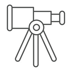 Poster - Telescope on tripod thin line icon, cosmos concept. Vector graphics. Space sky exploration spyglass stand sign on white background, linear style icon for mobile or web design.