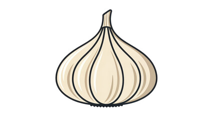 Poster - simple illustration of garlic bulb with minimalistic design, featuring smooth lines and clean appearance. This kitchen element is perfect for culinary themed projects