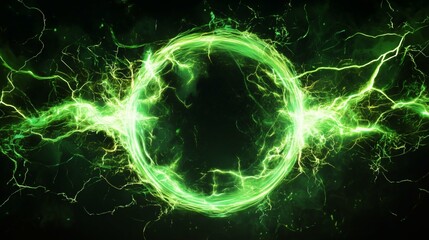 Wall Mural - futuristic glowing green energy ring, perfect for tech, sci-fi, or digital concept design work