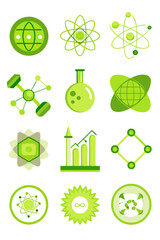 Poster - Green Science and Technology Icons Set Vector Illustration