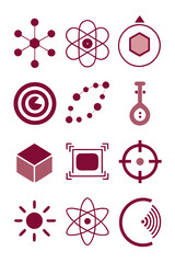 Poster - Abstract Burgundy Symbol Icons Collection on White Background