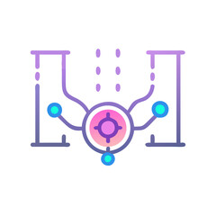 Poster - Abstract technology icon with connected circles and bars