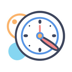 Poster - Stylized clock with overlapping shapes on a black background