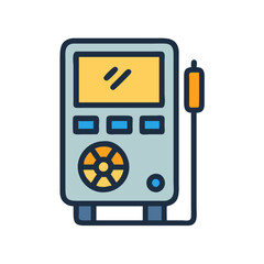 Poster - radiation detector or geiger counter illustration for science.