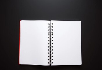 Wall Mural - White spiral notebook lies flat, open to blank pages, ready for use,  illustration, top view
