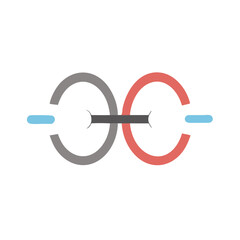 Poster - Abstract linked circles logo design, gray, red, and blue