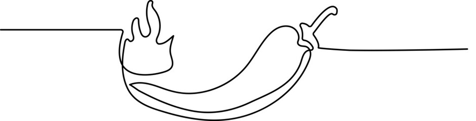 Poster - Simple vegetable silhouette. Hand drawn chili pepper outline. Vector illustration Chili pepper in continuous line art drawing style. Hot spice chilli black linear sketch isolated on white background. 