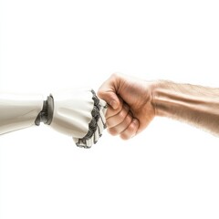 Poster - Human and robot fist bump symbolizes collaboration and the future of technology in innovation
