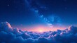 © Wonder Gallery - Serene Sunset Above a Sea of Clouds with a Starry Night Sky