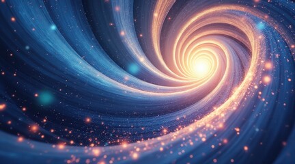 Fototapete - A mesmerizing swirl of cosmic colors and light, suggesting a vortex or tunnel in space, filled with shimmering particles and a radiant core.