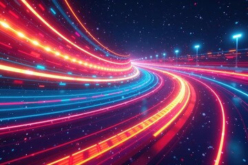 Wall Mural - abstract swirling colors creating a vibrant, dynamic race track , movement, whirlwind, illustration