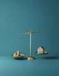 © AndiAzis - Home Buying Costs: Balancing House Price and Savings on Scales, Achieving Financial Stability Through Smart Budgeting.