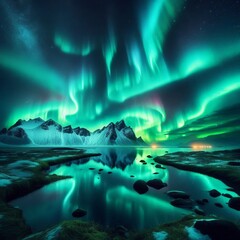 Wall Mural - Aurora Borealis the night sky (2)