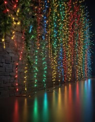 Wall Mural - Dazzling display of red, green, blue, and yellow Christmas lights , green, holiday, Christmas