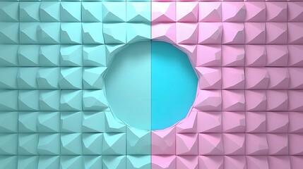 Poster - Dual-Toned Abstract Wall with Central Aperture and Geometrical Texture