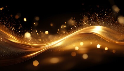 Poster - Shimmering golden light waves against bokeh background