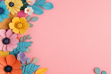 Aufkleber - abstract plants and flowers advertisement, luxury style, high-energy tone, website banner, hero shot, natural light, vibrant colors, peaceful mood, landscape, solid color background