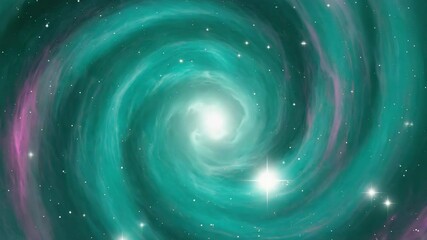 Wall Mural - Galactic Spiral of Teal Nebula with Sparkling Stars
