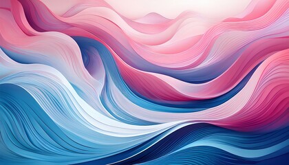Fototapete - abstract background vector illustration with pink and blue waves.
