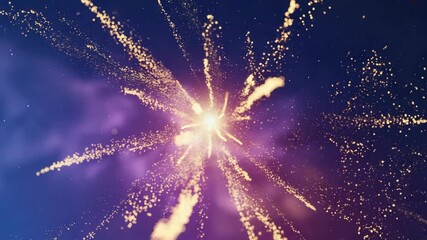 Wall Mural - Abstract cosmic explosion with golden particles on dark background