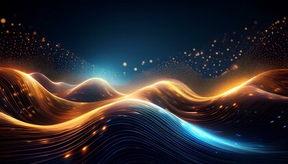 Leinwandbilder - energy abstraction of fractal realms. visualization of wave particle. virtual fractal realms. abstract background with space wave pattern with glowing particles.