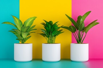 Poster - realistic plants and flowers advertisement, product-focused style, sleek tone, magazine cover, hero shot, natural light, neon lights, dramatic mood, landscape, urban background