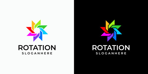 Poster - Infinite rotation vector logo design with arrow in modern, simple, clean and abstract style. Icon for business, research, technology and personal branding.