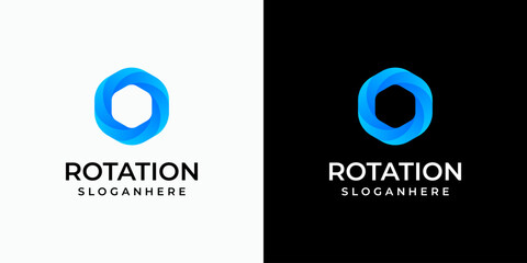 Poster - infinite hexagon rotation vector logo design with modern, simple, clean and abstract style. icon for