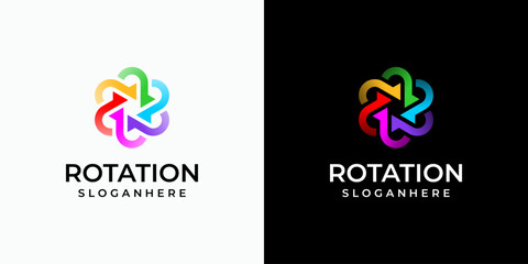 Poster - infinite hexagon rotation vector logo design with arrows in modern, simple, clean and abstract style