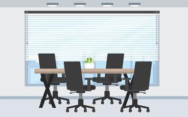 Poster - Small meeting room interior on high floor skyscraper view.