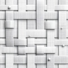 Poster - Overlapping Textured White Bands with Spheres, Modern Abstract Weave Design