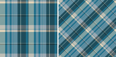 Poster - two stylish plaid patterns in cool blue tones. versatile for backgrounds, textiles, or design elemen