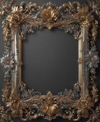 Wall Mural - Exquisite silver & gold floral frames, vintage aesthetic  , vintage, classic